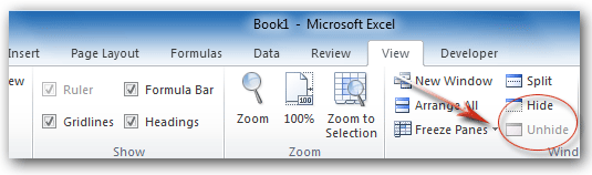 xem unhide trong excel