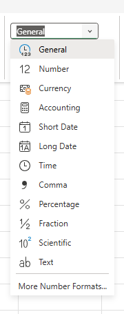chọn định dạng số có sẵn trong Excel