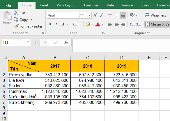 Cách tạo đường gạch chéo chia 1 ô Excel thành 2 ô tam giác 6