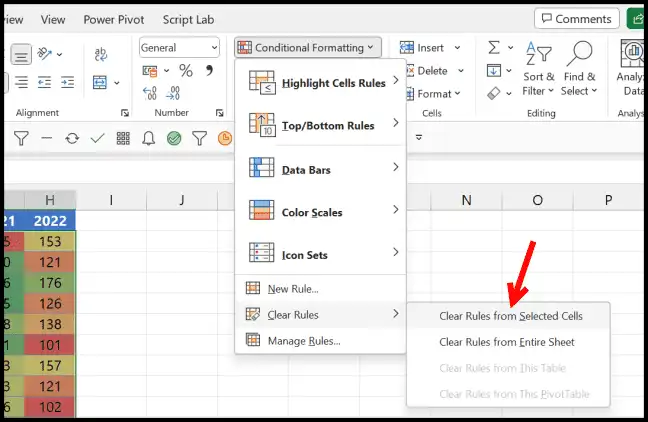 xóa định dạng trong các ô đã chọn