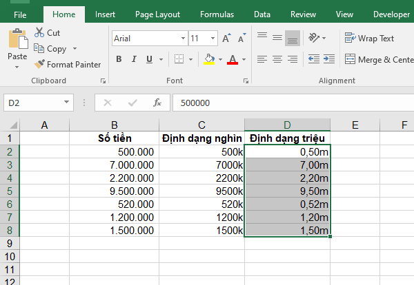 Mẹo cực hay để định dạng đơn vị tiền tệ trong Excel 6