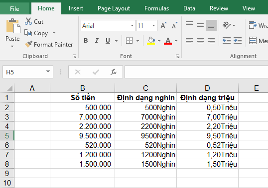 Mẹo cực hay để định dạng đơn vị tiền tệ trong Excel 7
