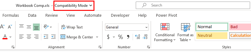 ảnh minh họa compatibility mode trong Excel
