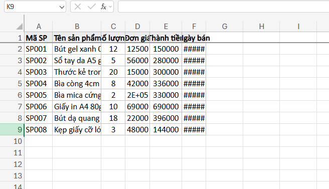 điều chỉnh độ rộng cột bằng AutoFit không dùng phím tắt