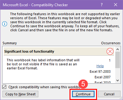hộp thông báo compatibility checker