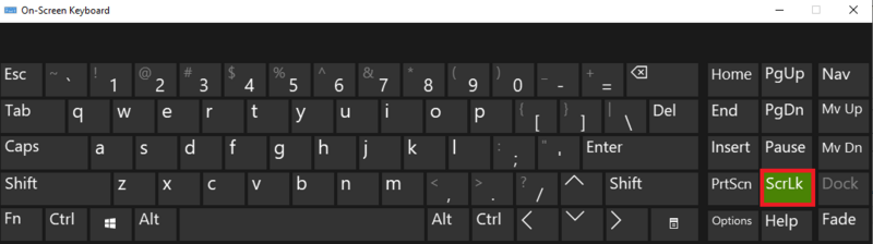 Nhấn vào nút ScrLk trên bàn phím ảo để tắt