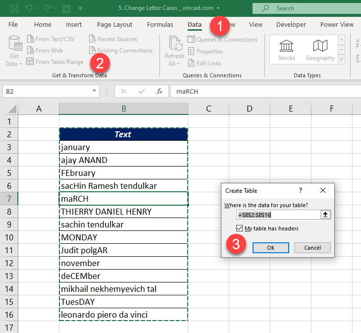 Tự động viết hoa chữ cái đầu với power query