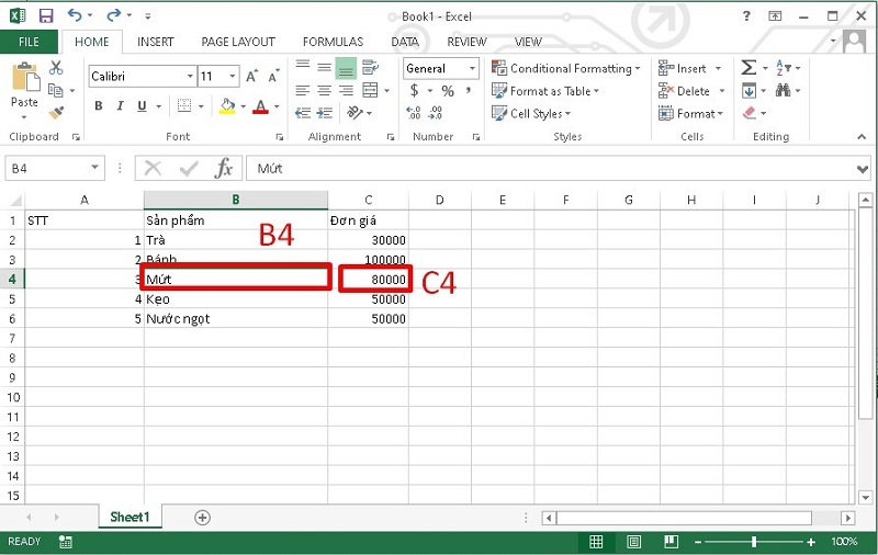 gộp ô bằng Merge & Center