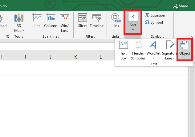 Cách chèn nhanh file đính kèm vào tài liệu Excel 2