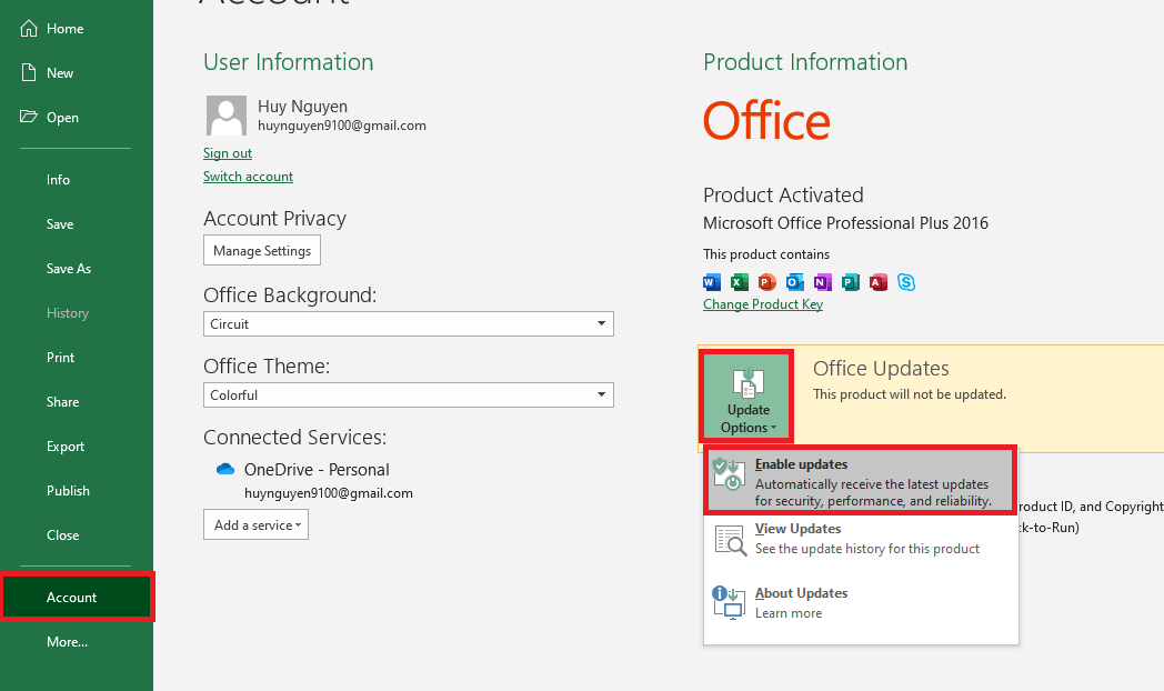 cách cập nhật Excel lên phiên bản mới nhất 2