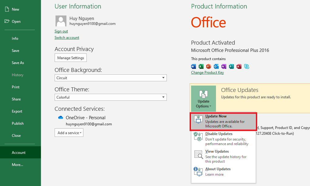 cách cập nhật Excel lên phiên bản mới nhất 3