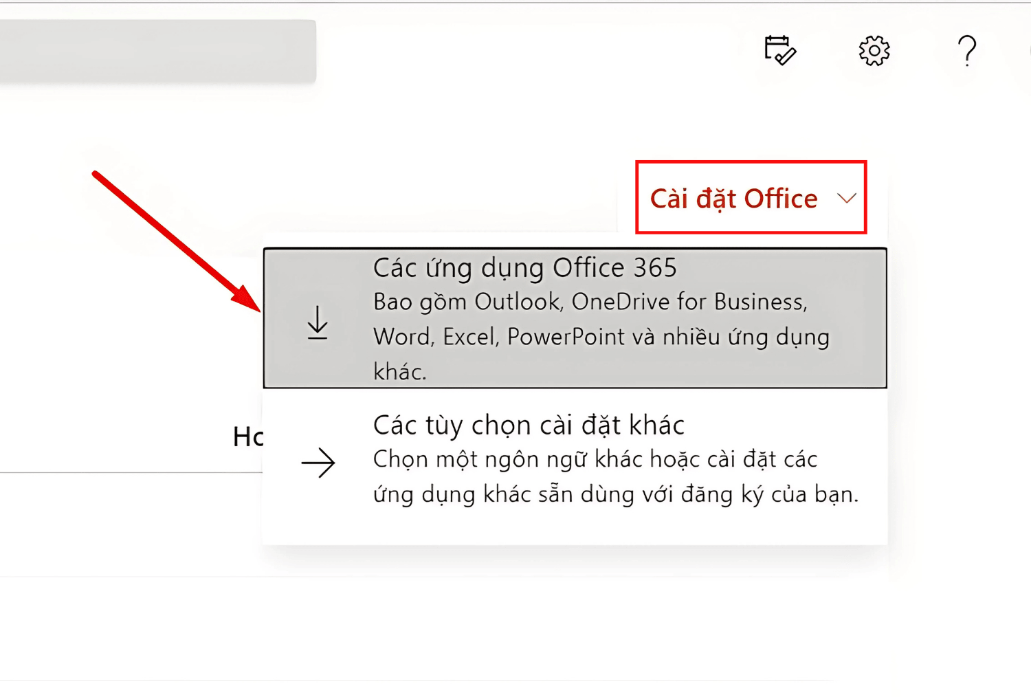 Chọn cài đặt office