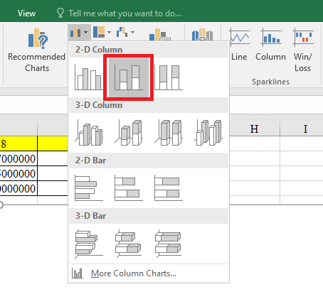 Cách vẽ biểu đồ cột chồng trong Excel 3