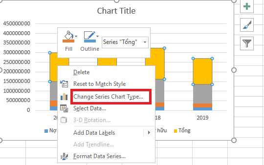 Cách vẽ biểu đồ cột chồng trong Excel 4