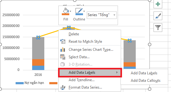 Cách vẽ biểu đồ cột chồng trong Excel 6