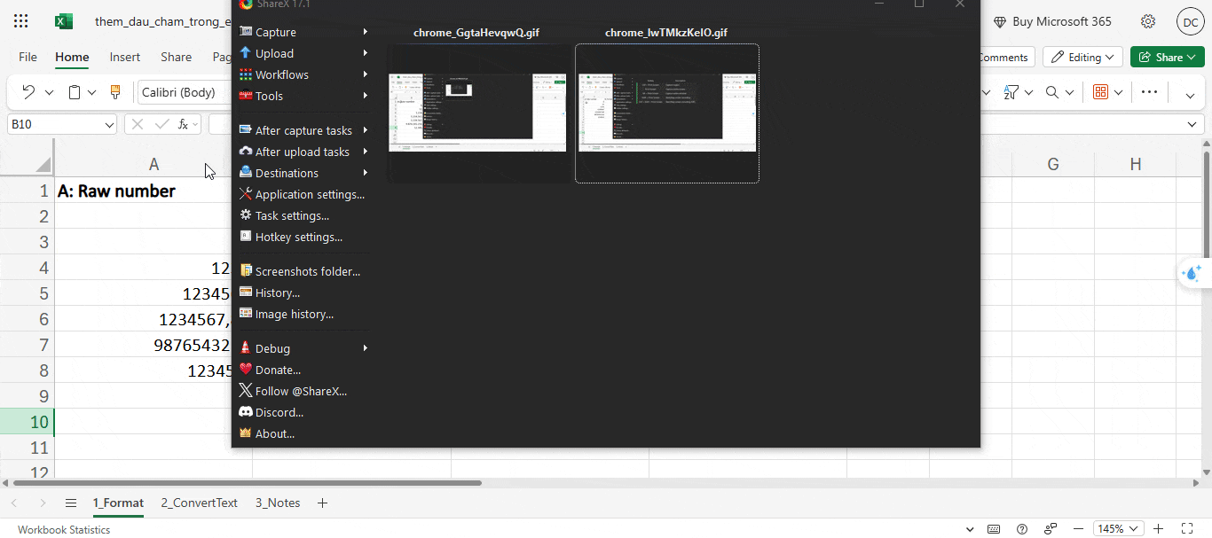 sử dụng Custom Number Format để thêm dấu chấm vào số trong Excel
