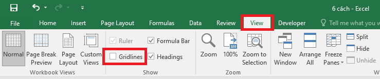 xóa dòng kẻ ô trong Excel 3