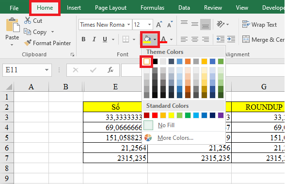 xóa dòng kẻ ô trong Excel 9