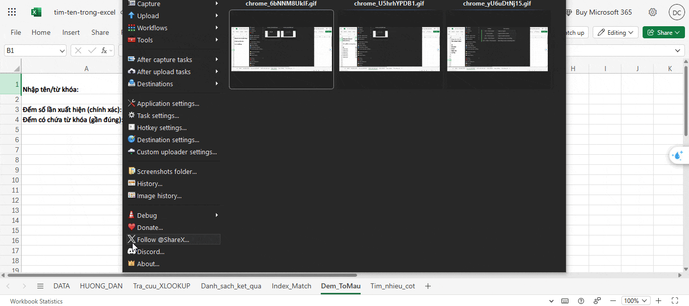 Công thức tô đậm và đánh dấu tên tìm kiếm