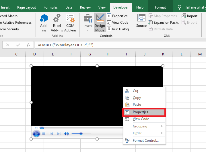 cách chèn file video, file nhạc vào Excel 6