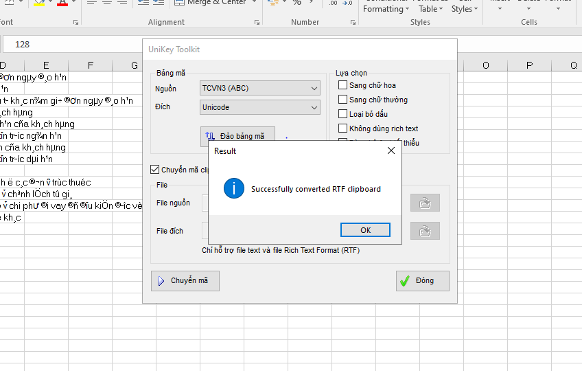 cách chuyển đổi font chữ trong Microsoft Excel 5