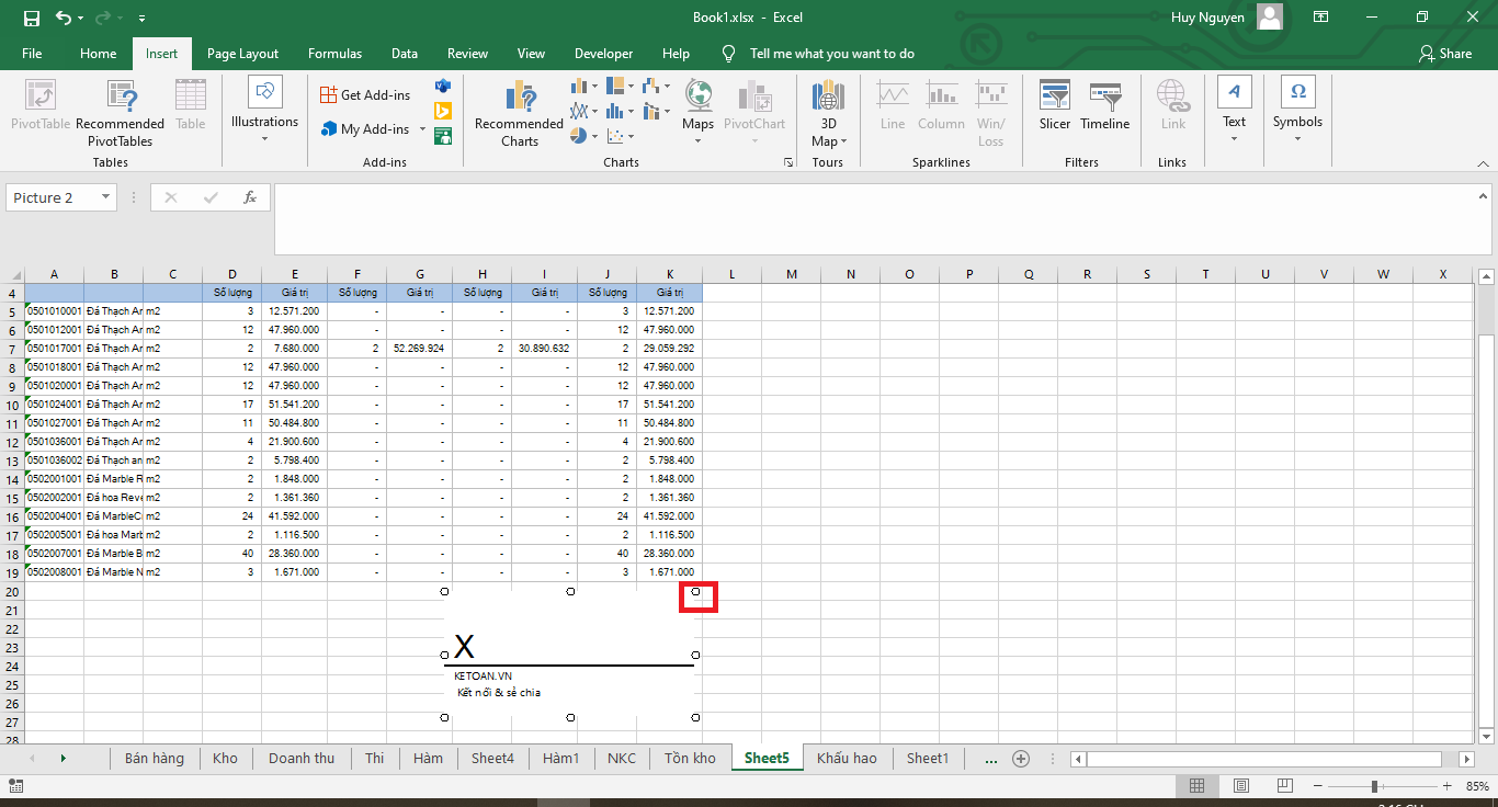cách tạo và chèn chữ ký vào file Excel 4