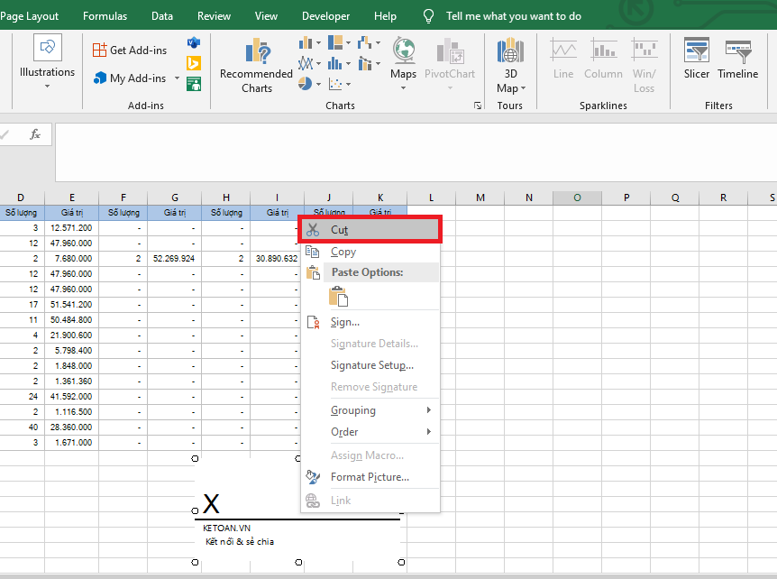 cách tạo và chèn chữ ký vào file Excel 8