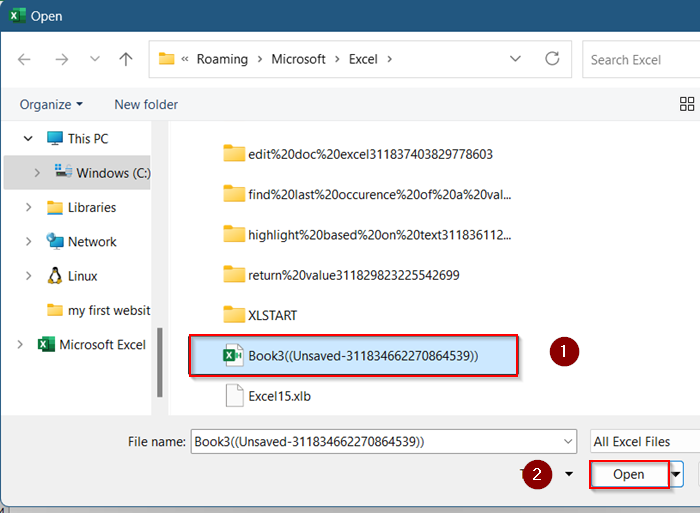 chọn phiên bản Excel trước và kiểm tra xem