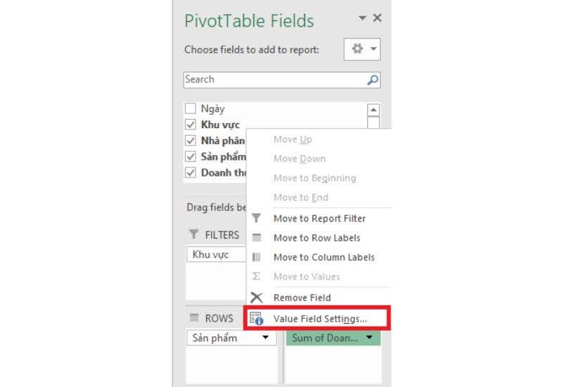 cách tạo pivot table
