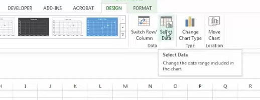 chọn Select data trong biểu đồ