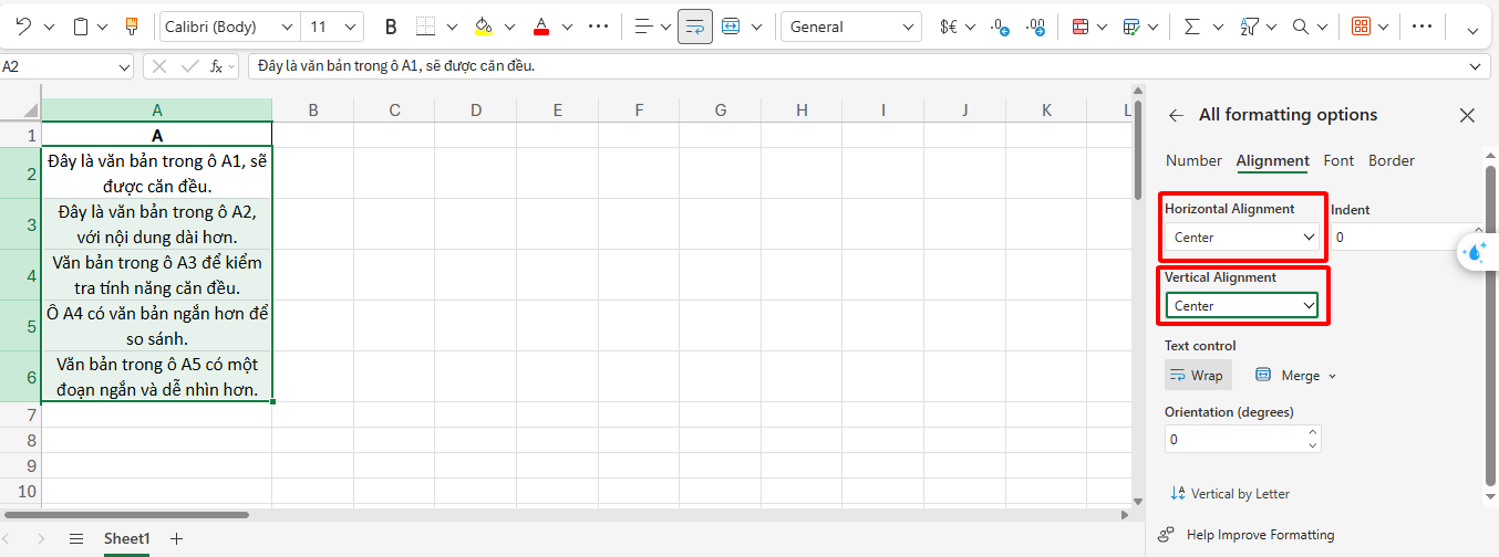 chọn center trong horizontal và vertical để căn giữa