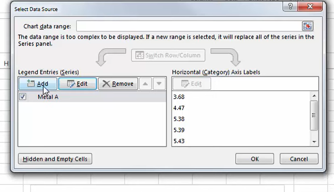 thêm chuỗi dữ liệu mới cho biểu đồ