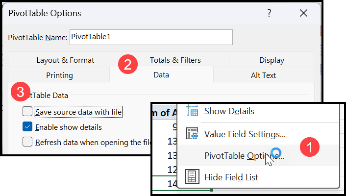 cách tắt save source data with file trong Excel