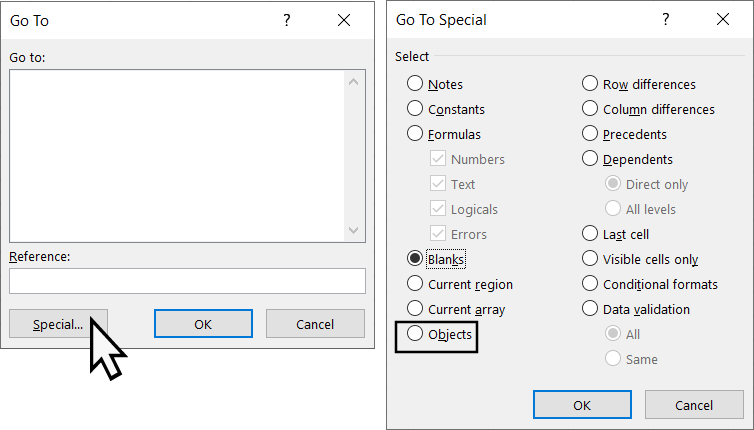 kiểm tra các options ẩn trong Excel