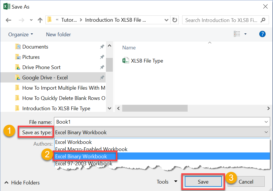 lưu file excel ở dạng xlsb