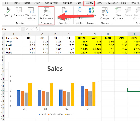 mở check perfomance trong excel