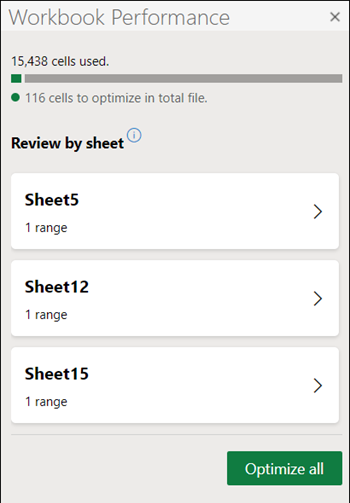 optimize all trong Workbook perfomance ở Excel