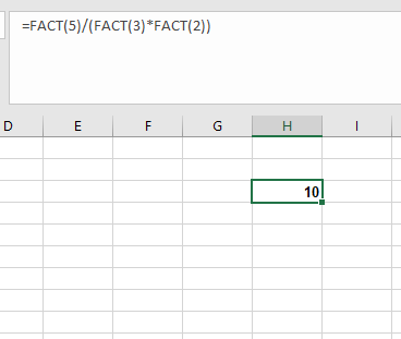 sử dụng hàm FACT để tính tổ hợp