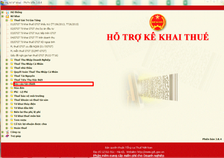 Cách lập báo cáo tài chính trên phần mềm HTKK bước 2